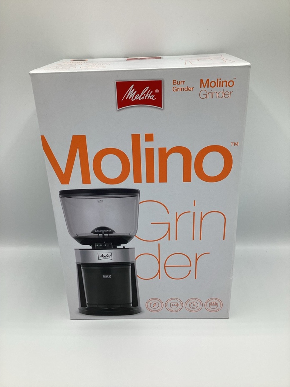 NEW Melitta Molino Burr Grinder Coffee Grinder, 8 oz Capacity 13 Settings